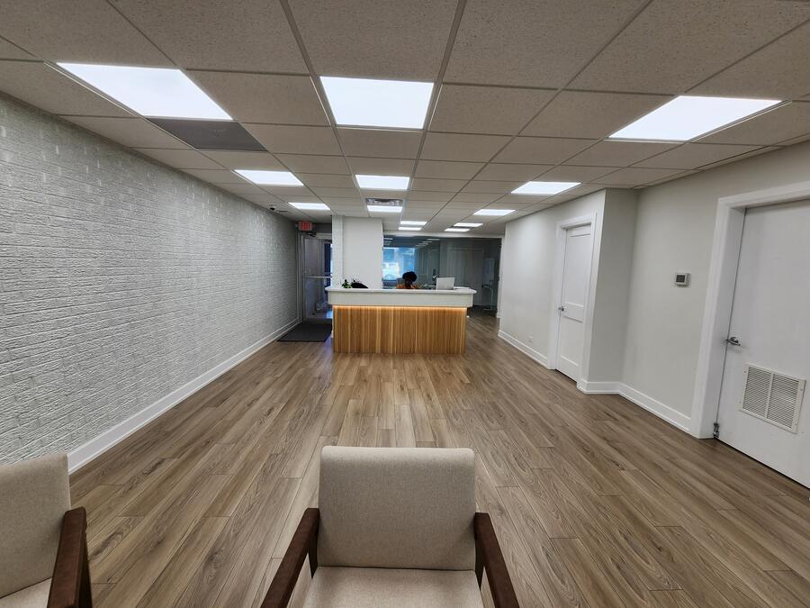 Sable Law Office reception area with wood-slat front desk