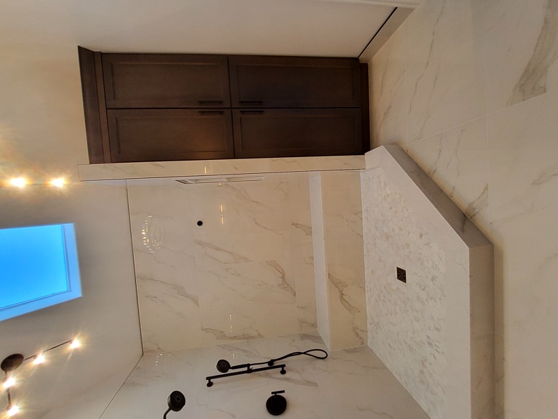 Custom tile work in a luxury bathroom remodel